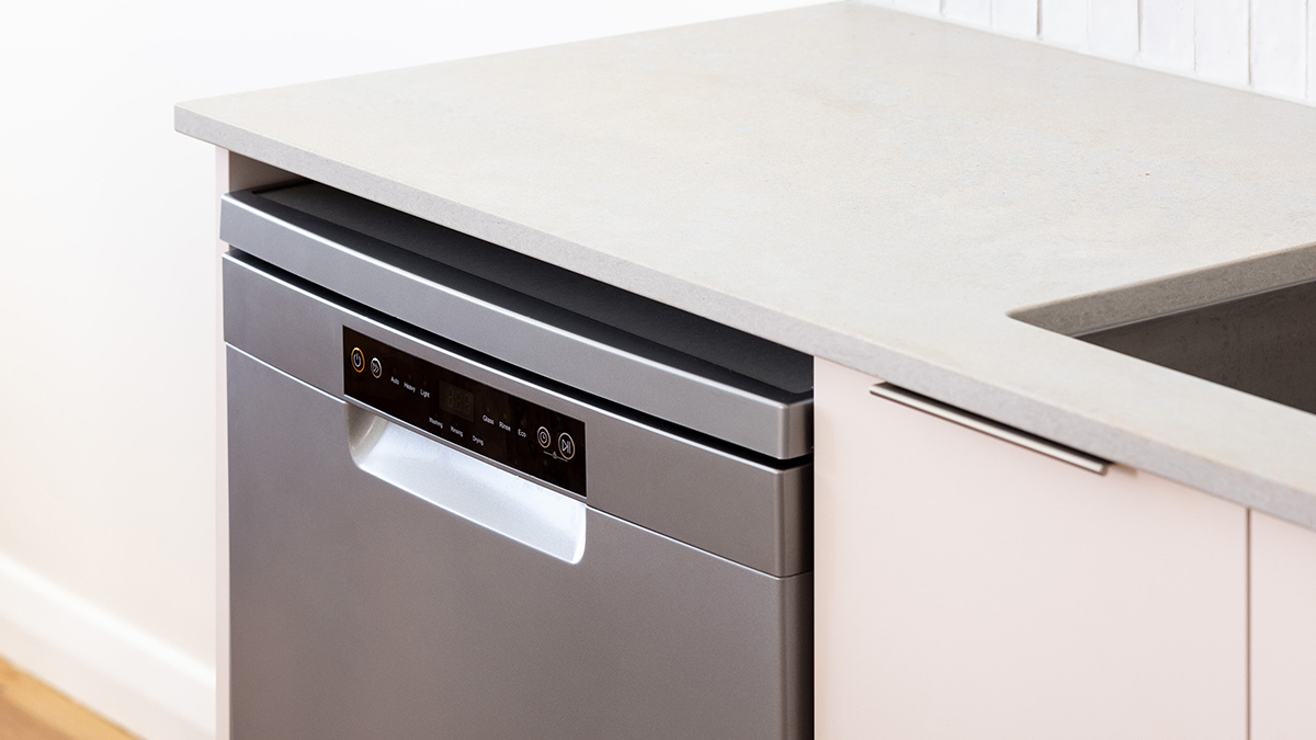 close up of the drop door dishwasher