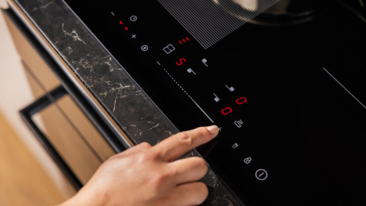 close up of the controls on an induction cooktop